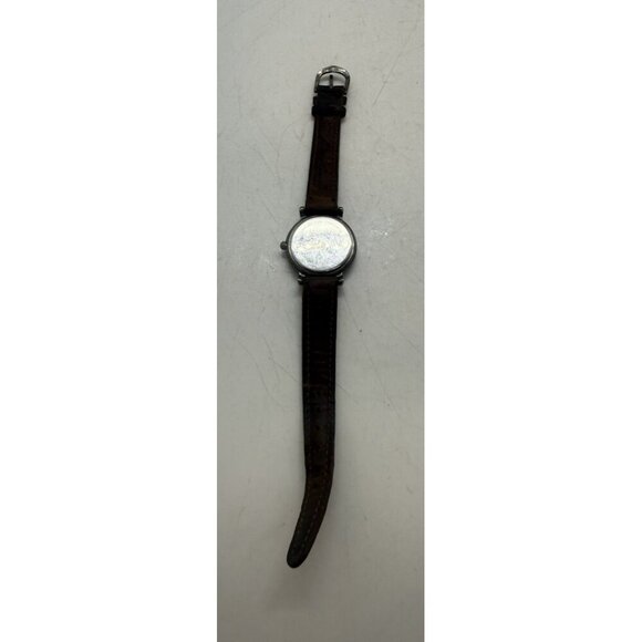 Vtg Eddie Bauer Bronze Silver Toned Date Watch 5ATM WR 42102 Brown Leather Band - Picture 4 of 7